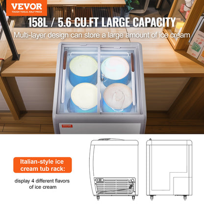 158 L kommerzieller Eiscreme-Display-Gelato-Tauchgefrierschrank