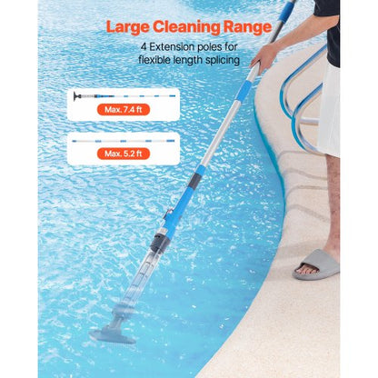 Pool Vacuum Cleaner 8.5 GPM Rechargeable Pool Cleaning Max. 1H with Extension Pole | EU