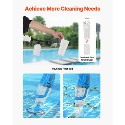 Pool Vacuum 26 GPM Rechargeable Pool Cleaning Max. 1H with Extension Pole | EU