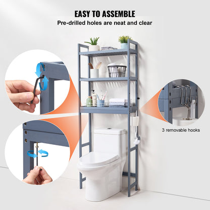Över toaletten Förvaring 3-vånings badrum Hylla Rack Space Saver Organizer