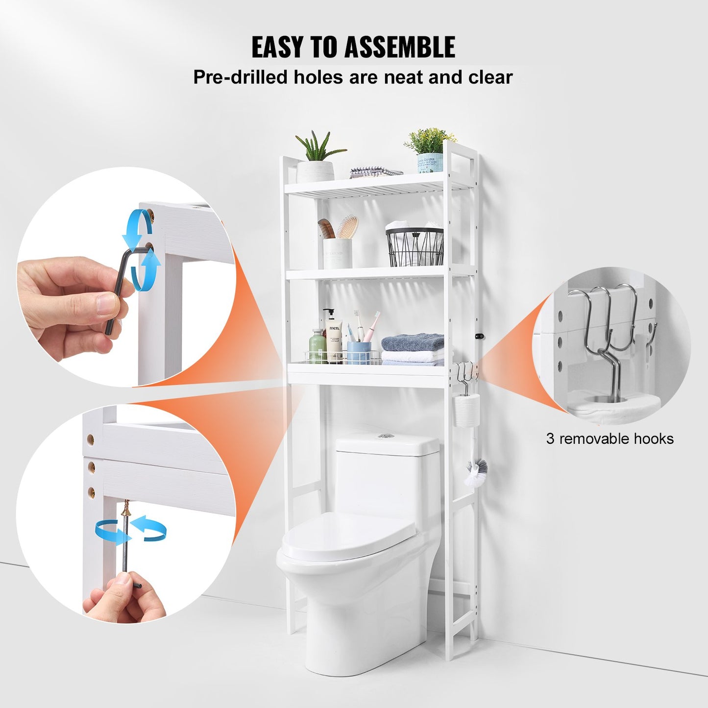Över toaletten Förvaring 3-vånings badrum Hylla Rack Space Saver Organizer