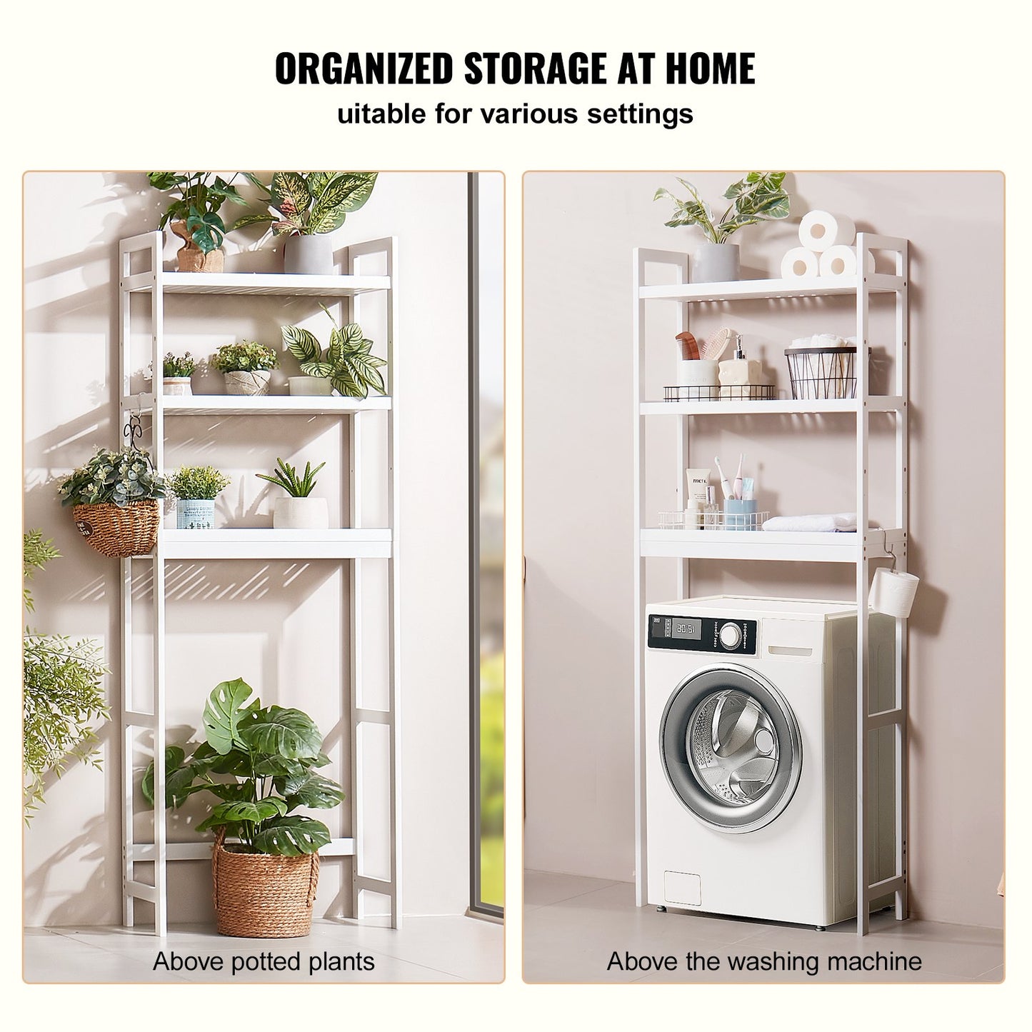 Över toaletten Förvaring 3-vånings badrum Hylla Rack Space Saver Organizer