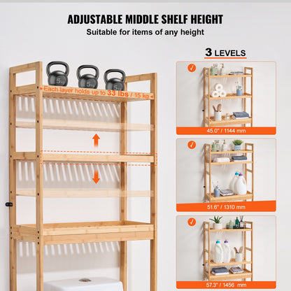 Över toaletten Förvaring 3-vånings badrum Hylla Rack Space Saver Organizer