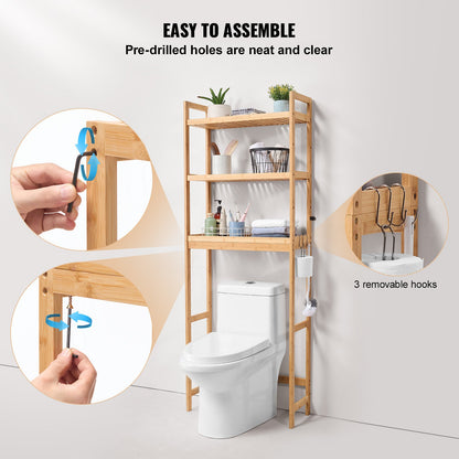 Över toaletten Förvaring 3-vånings badrum Hylla Rack Space Saver Organizer