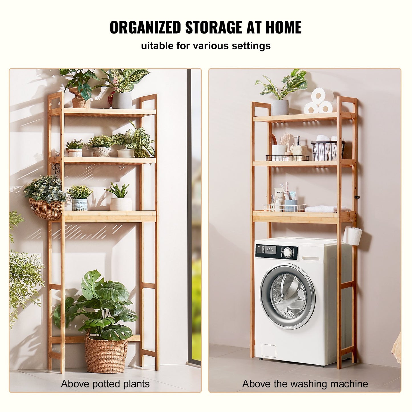 Över toaletten Förvaring 3-vånings badrum Hylla Rack Space Saver Organizer