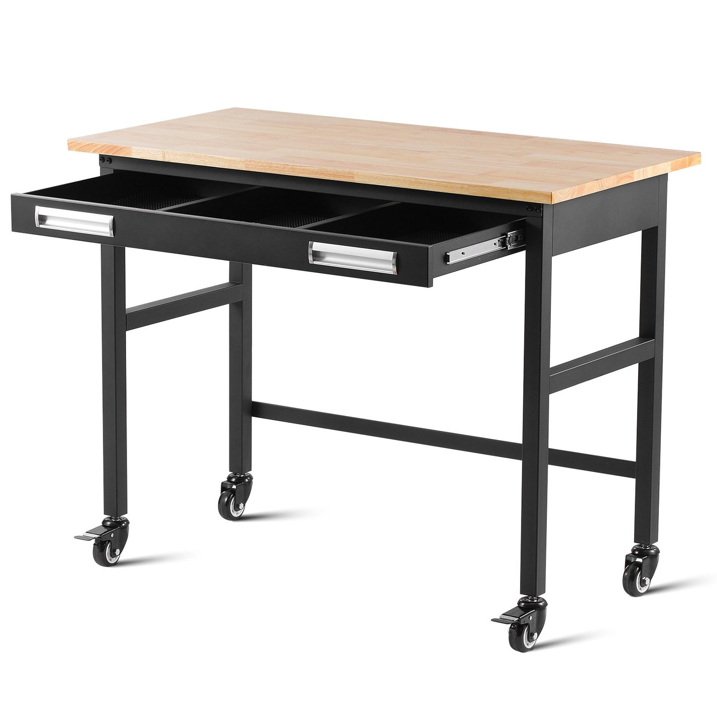 48" Werkbank auf Rädern, Holzwerkbank mit Schubladen-Organizer, 1500 lbs