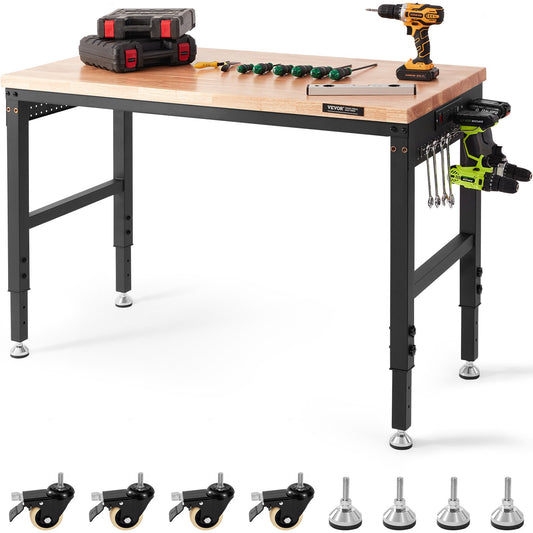 Arbetsbänk med justerbar höjd 48"L x 24"W Arbetsbänksbord med eluttag