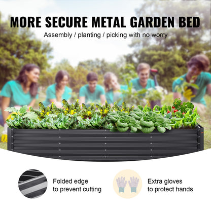 Upphöjd trädgårdssäng, 94,5 x 47,2 x 23,6 tums planteringslåda i galvaniserad metall, planteringslådor utomhus med öppen bas, för odling av blommor/grönsaker/örter på bakgård/trädgård/uteplats/balkong, mörkgrå