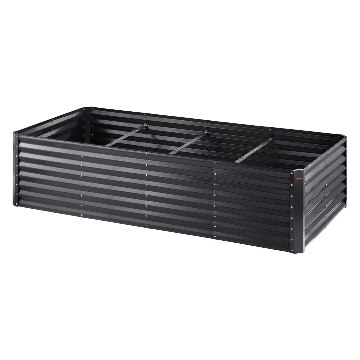Upphöjd trädgårdssäng, 94,5 x 47,2 x 23,6 tums planteringslåda i galvaniserad metall, planteringslådor utomhus med öppen bas, för odling av blommor/grönsaker/örter på bakgård/trädgård/uteplats/balkong, mörkgrå
