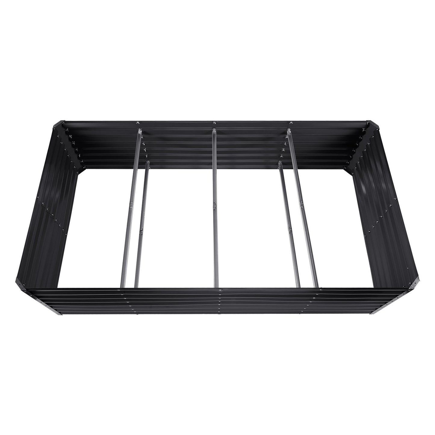 Upphöjd trädgårdssäng, 94,5 x 47,2 x 23,6 tums planteringslåda i galvaniserad metall, planteringslådor utomhus med öppen bas, för odling av blommor/grönsaker/örter på bakgård/trädgård/uteplats/balkong, mörkgrå