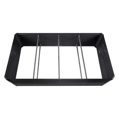 Upphöjd trädgårdssäng, 94,5 x 47,2 x 23,6 tums planteringslåda i galvaniserad metall, planteringslådor utomhus med öppen bas, för odling av blommor/grönsaker/örter på bakgård/trädgård/uteplats/balkong, mörkgrå