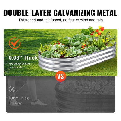 Raised Garden Bed, 71.9 x 36.4 x 11 Inch Galvanized Metal Planter Box, Outdoor Planter Boxes with Open Base, for Growing Flowers/Vegetables/Herbs in Backyard/Garden/Patio/Balcony, Silver