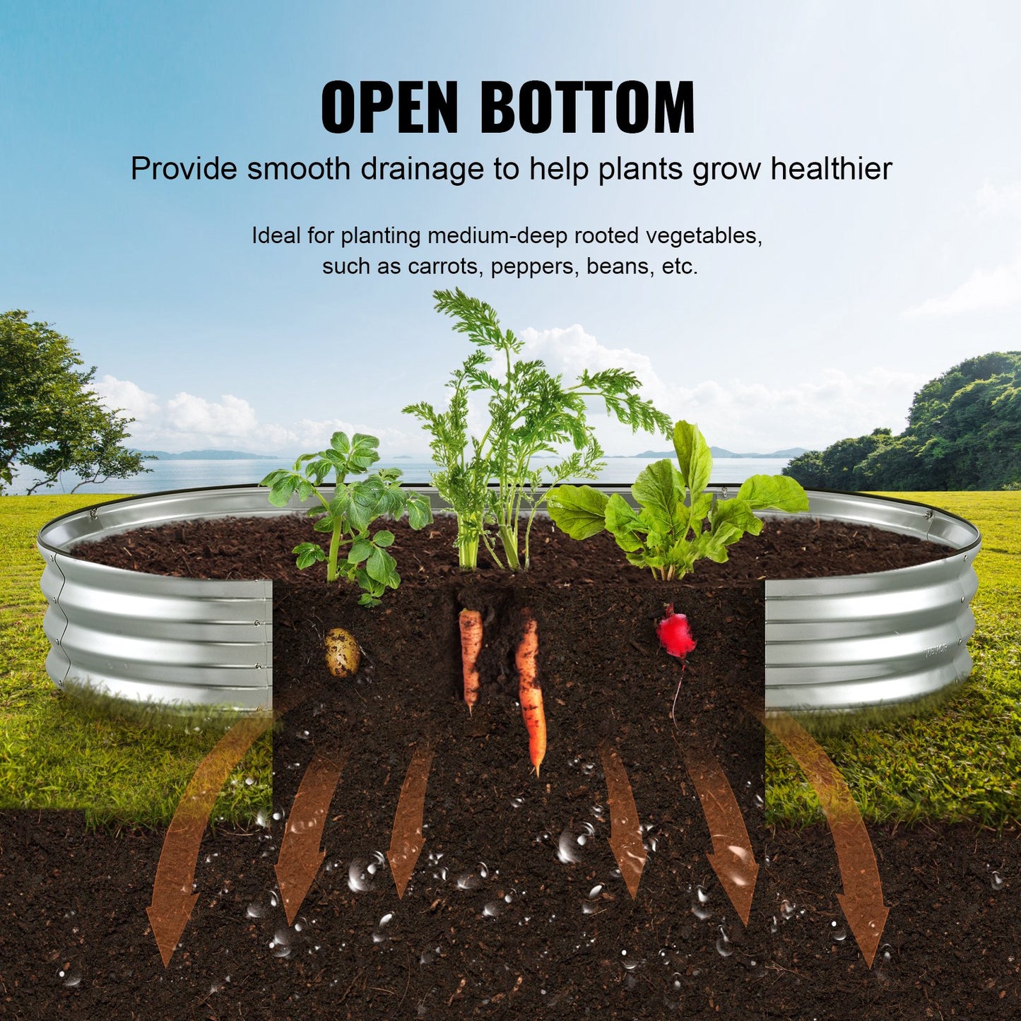 Raised Garden Bed, 71.9 x 36.4 x 11 Inch Galvanized Metal Planter Box, Outdoor Planter Boxes with Open Base, for Growing Flowers/Vegetables/Herbs in Backyard/Garden/Patio/Balcony, Silver