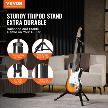 Tripod Guitar Stand Floor Standing Foldable 900-1200 mm (35.4-47.2 inches) Adjustable Height | EU