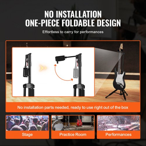 Tripod Guitar Stand Floor Standing Foldable 900-1200 mm (35.4-47.2 inches) Adjustable Height | EU