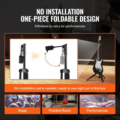 Tripod Guitar Stand Floor Standing Foldable 900-1200 mm (35.4-47.2 inches) Adjustable Height | EU