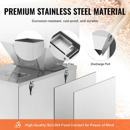 Particle Filling Machine, 0.022-2.2 lbs/10-1000 g, Automatic Filling Machine with Foot Pedal, Stainless Steel Weighing Filling Machine, Weighing Filler for Beans, Seeds, Tea, Granular Packaging