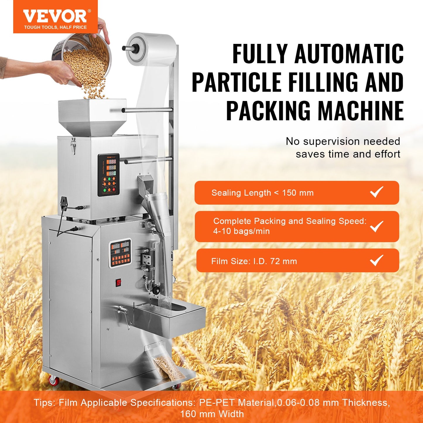 Automatisk partikelförpackningsmaskin, 0,002-0,22lbs/1-100 g, multifunktionspåse Pulverpåseviktande fyllningsförpackningsmaskin, pulverfyllningsmaskin för tefrön Korn Mjölbönor Glitter