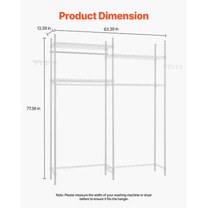 Over Washer and Dryer Storage Shelf Two Rows 4 Tiers Washing Machine Rack White | EU