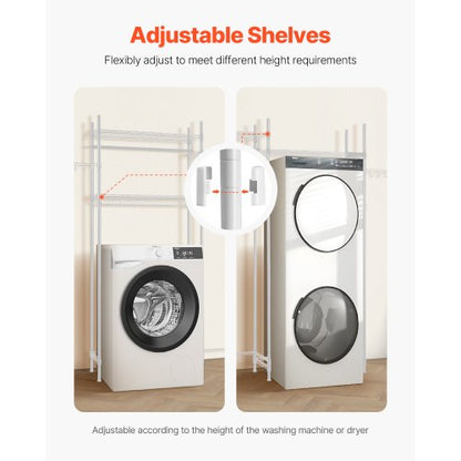 Over Washer and Dryer Storage Shelf Two Rows 4 Tiers Washing Machine Rack White | EU