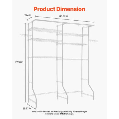 Over Washer and Dryer Storage Shelf Two Rows 6 Tiers Washbasin White | EU