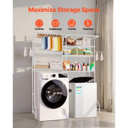 Over Washer and Dryer Storage Shelf Two Rows 6 Tiers Washbasin White | EU