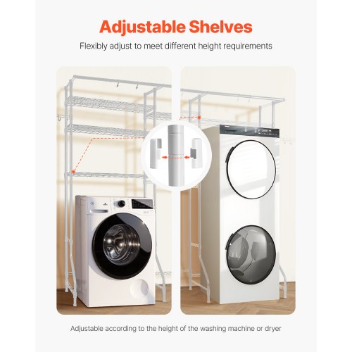Over Washer and Dryer Storage Shelf Two Rows 6 Tiers Washbasin White | EU