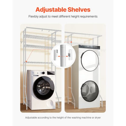 Over Washer and Dryer Storage Shelf Two Rows 6 Tiers Washbasin White | EU