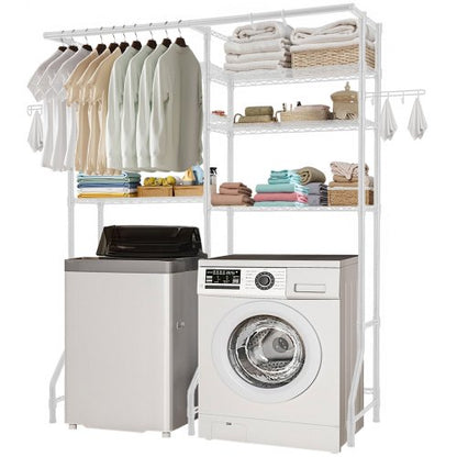 Over Washer and Dryer Storage Shelf Two Rows 6 Tiers Washbasin White | EU