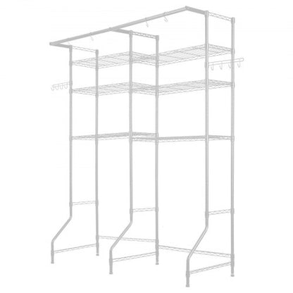 Over Washer and Dryer Storage Shelf Two Rows 6 Tiers Washbasin White | EU