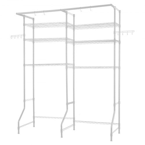 Over Washer and Dryer Storage Shelf Two Rows 6 Tiers Washbasin White | EU