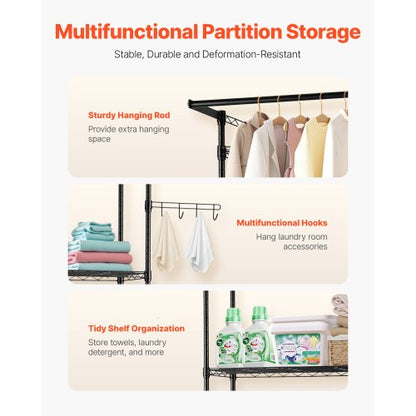 Over Washer and Dryer Storage Shelf Single Row 3-Tier Washbasin Black | EU