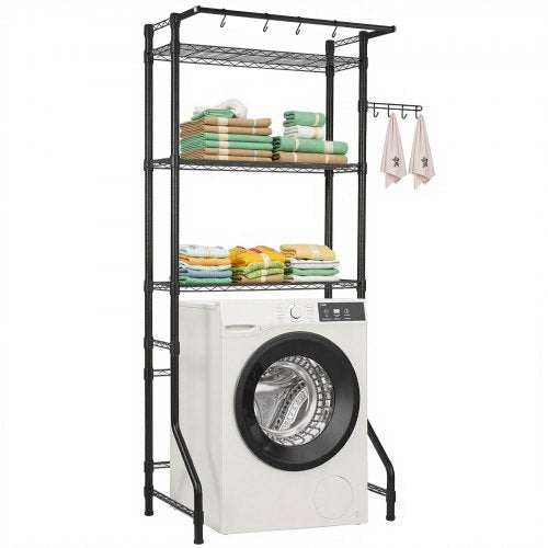 Over Washer and Dryer Storage Shelf Single Row 3-Tier Washbasin Black | EU