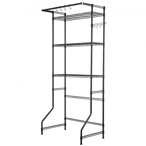 Over Washer and Dryer Storage Shelf Single Row 3-Tier Washbasin Black | EU