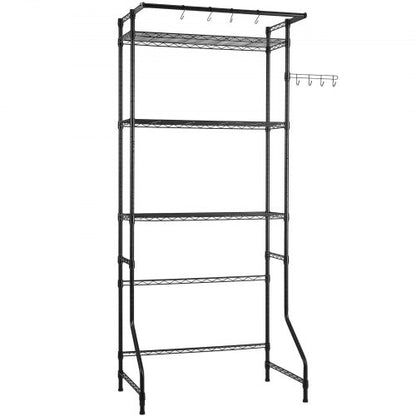 Over Washer and Dryer Storage Shelf Single Row 3-Tier Washbasin Black | EU