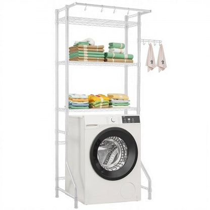 Over Washer and Dryer Storage Shelf Single Row 3-Tier Washing Machine Rack White | EU