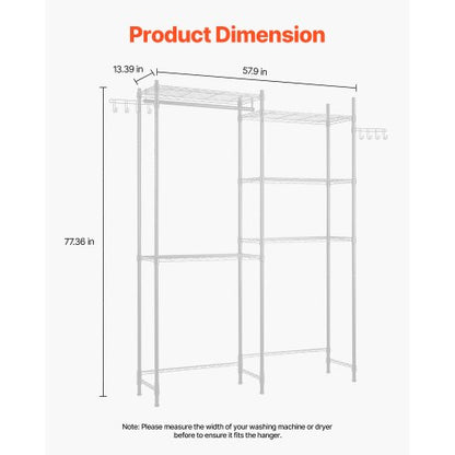 Over Washer and Dryer Storage Shelf Two Rows 5 Tiers Washbasin White | EU