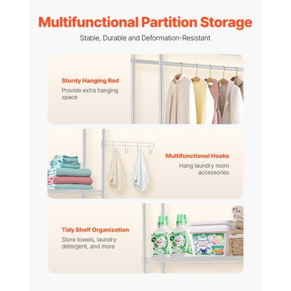 Over Washer and Dryer Storage Shelf Two Rows 5 Tiers Washbasin White | EU