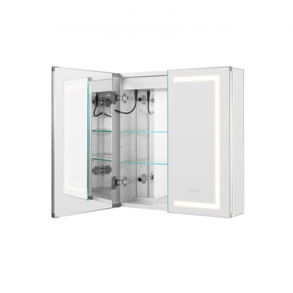 Belyst medicinskåp med HD-spegel 65 x 65 cm Infälld eller väggmonterad