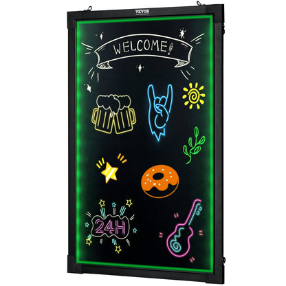 LED meddelandeskrivtavla 16"x12" upplyst raderbar upplyst svart tavla