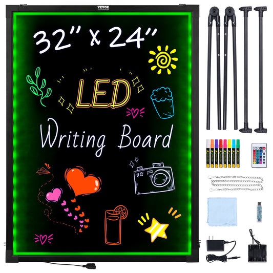 LED Message Writing Board 32"x24" upplyst raderbar upplyst svart tavla