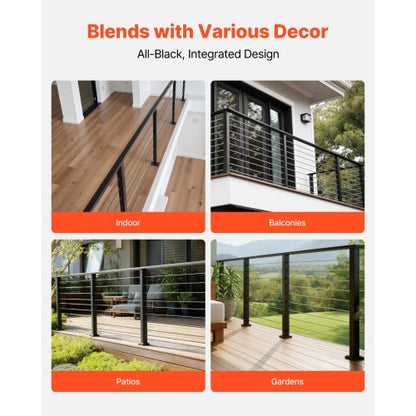 2-pack ledstångskopplingar, platta förlängningstillbehör för trappräcken, POM-ledstångskopplingsbeslag för rektangulärt kabelräcke, däckkabelskenesystem utomhus, mattsvart, HT-04 |  EU