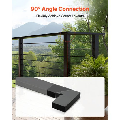 2-pack hörnkopplingar för ledstång, tillbehör till förlängningsräcken, POM-ledstångskopplingsbeslag för rektangulärt kabelräcke, kabelskena för däck utomhus, mattsvart, HT-05 |  EU