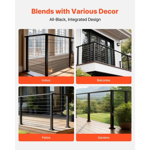 2-pack hörnkopplingar för ledstång, tillbehör till förlängningsräcken, POM-ledstångskopplingsbeslag för rektangulärt kabelräcke, kabelskena för däck utomhus, mattsvart, HT-05 |  EU