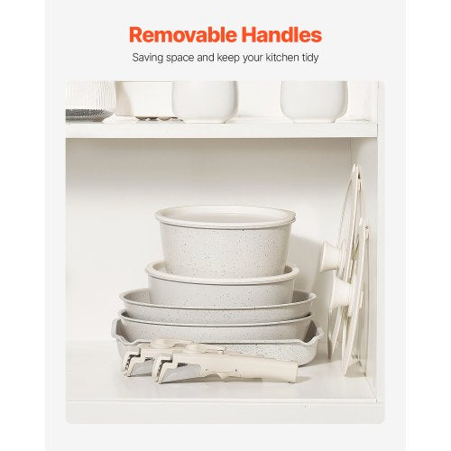 17-piece pots and pans Granite Nonstick Cookware Set White | EU