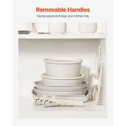 17-piece pots and pans Granite Nonstick Cookware Set White | EU