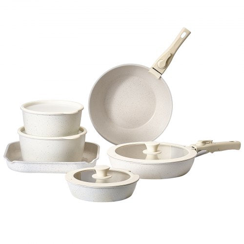 17-piece pots and pans Granite Nonstick Cookware Set White | EU