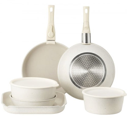 17-piece pots and pans Granite Nonstick Cookware Set White | EU