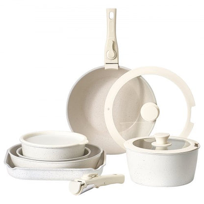 17-piece pots and pans Granite Nonstick Cookware Set White | EU
