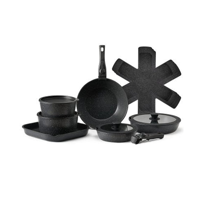 17-delade grytor och kastruller Granit Nonstick Köksredskap Svart |  EU